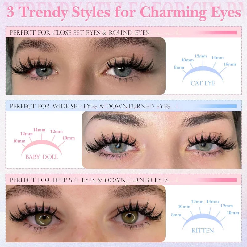 Anime Lash Extensions - Wispy 8-16Mm Cluster & Curly False Eyelashes
