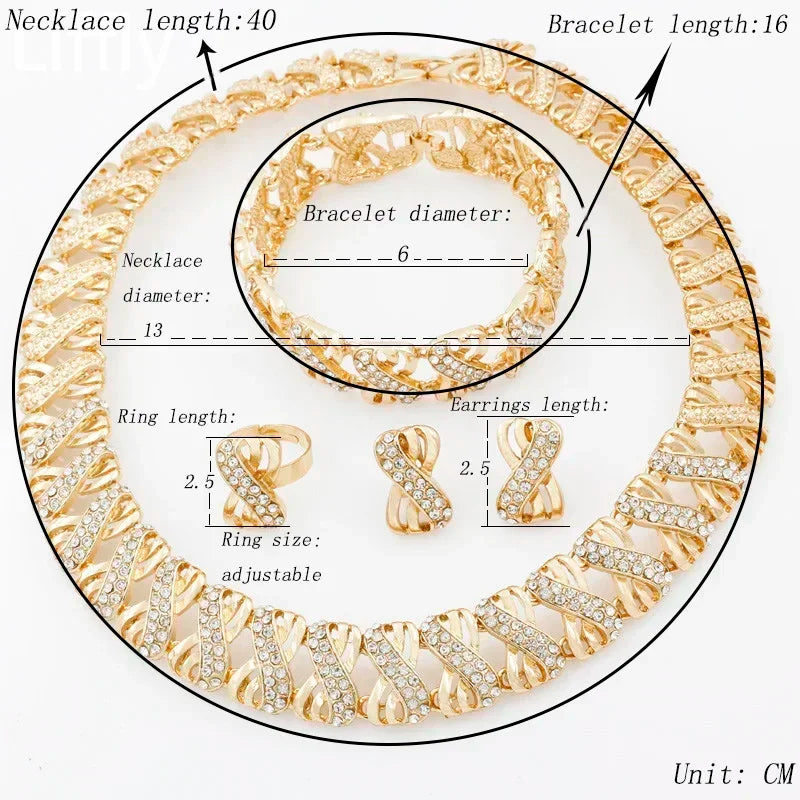 Gold Plated Jewelry Set for Women Dubai African Bridal Wedding Accessories