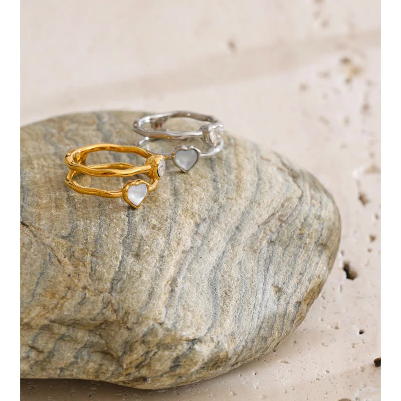 Double-Layer Heart Zirconia Love Ring for Women - Modern Jewelry