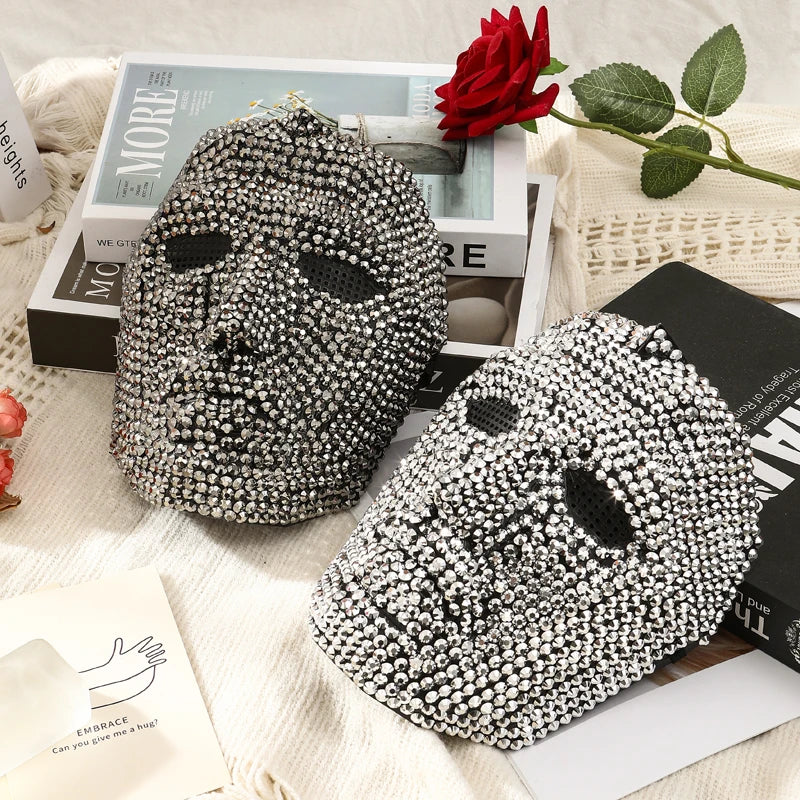 Luxury Full Face Rhinestone Mask for Halloween Rave Party Cosplay & Costume Accessories