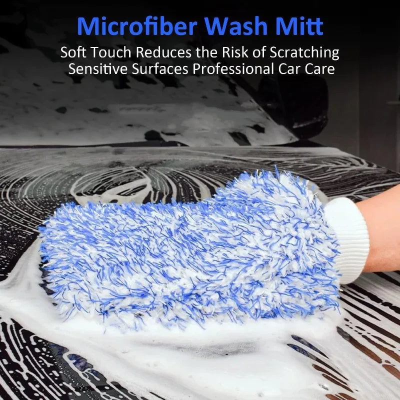 Car Wash Mitt Sponge with Soft Plush Fiber for Scratch-Free Vehicle Cleaning