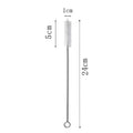 24cm Stainless Steel Straw Brush Cleaner with Soft Nylon Bristles - Multiple Colors