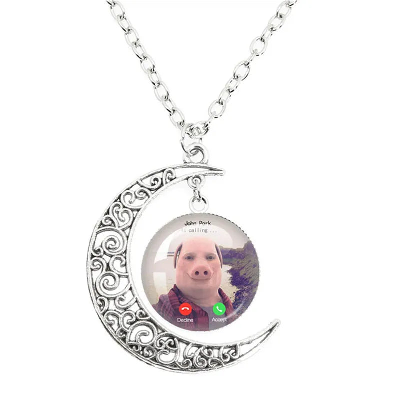 Funny Pig Lover Necklace with Angel Wings Pendant - Humorous Jewelry Gift