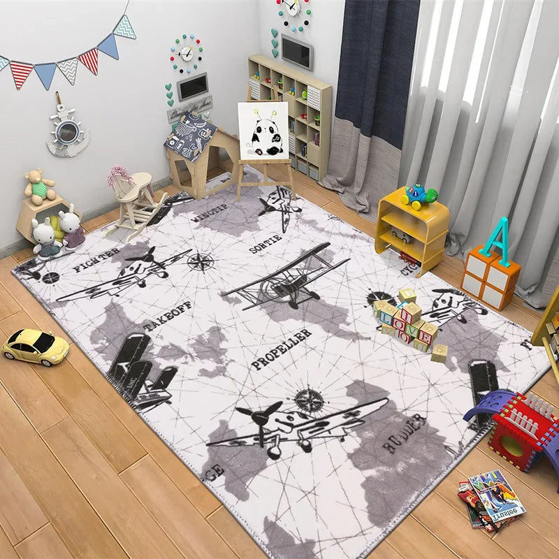 Children Play Crawl Area Rug Road Traffic Map Carpet Non-slip Floor Mat for Living Room Bedroom