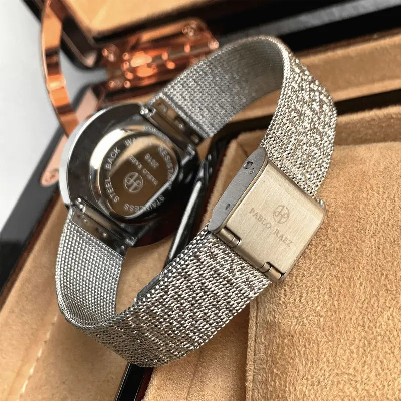 Women's Water-Resistant Quartz Watch with Adjustable Milanese Strap - Multiple Colors