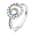 925 Sterling Silver Eternity Double Band Pave Colored Rings for Women Girls Jewelry