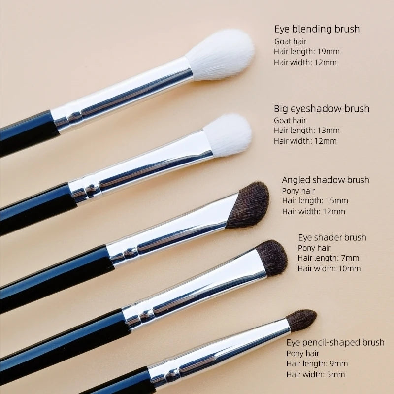 Eyeshadow Brush Set 5 Pcs Natural Hair Makeup Tools for Blending & Precision