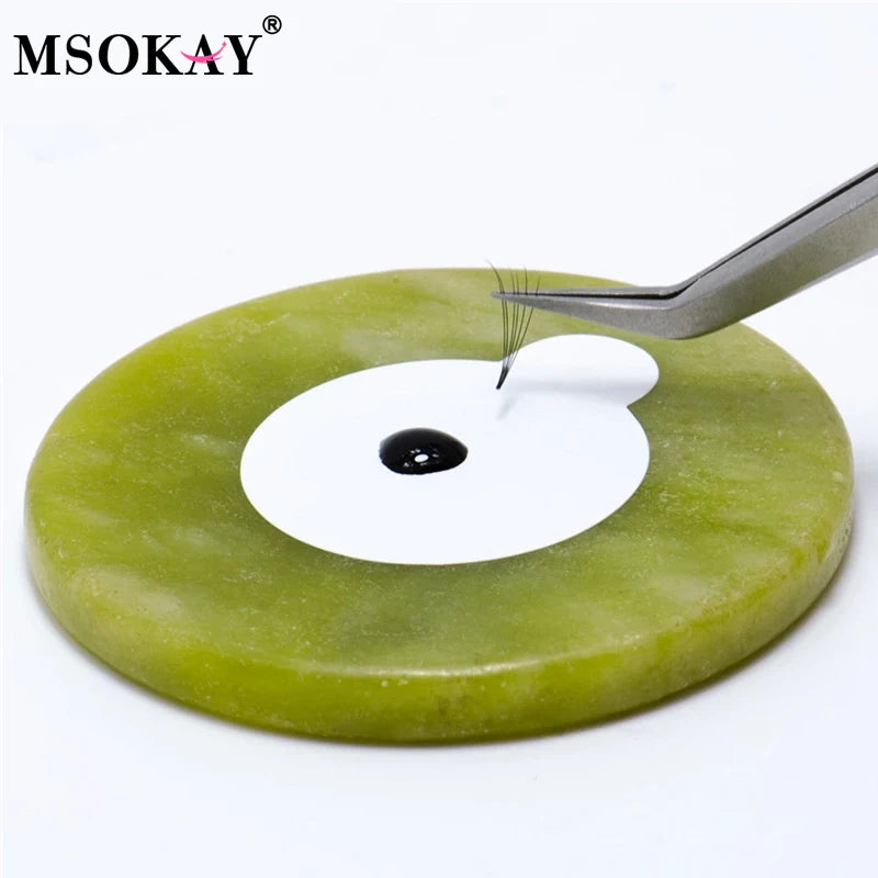 Eyelash Extension Glue Sticker Pads & Jade Stone Holder Set - Lash Extension Accessories