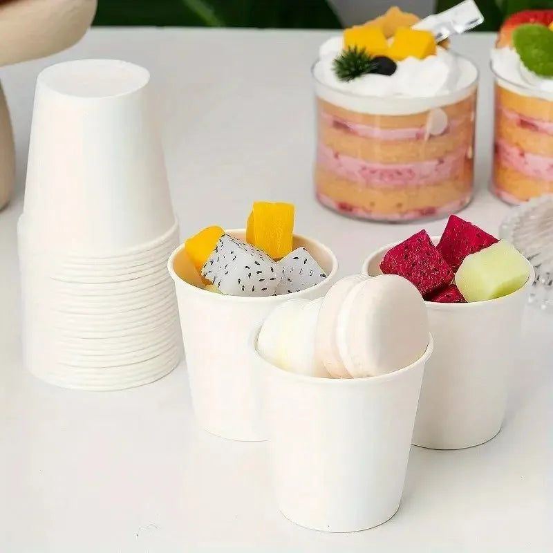 Disposable Mini Paper Cups 50/100pcs for Coffee Candy Tasting Party, Thick & Durable