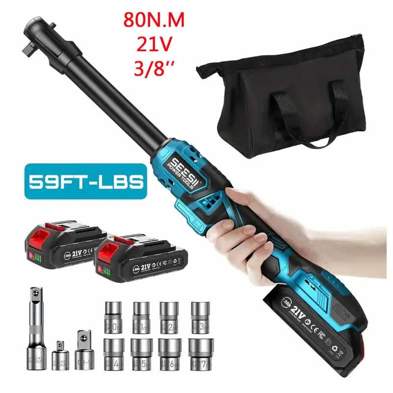 Cordless Electric Wrench 3/8 Inch 66 Ft-lb Torque 21V Battery Pack