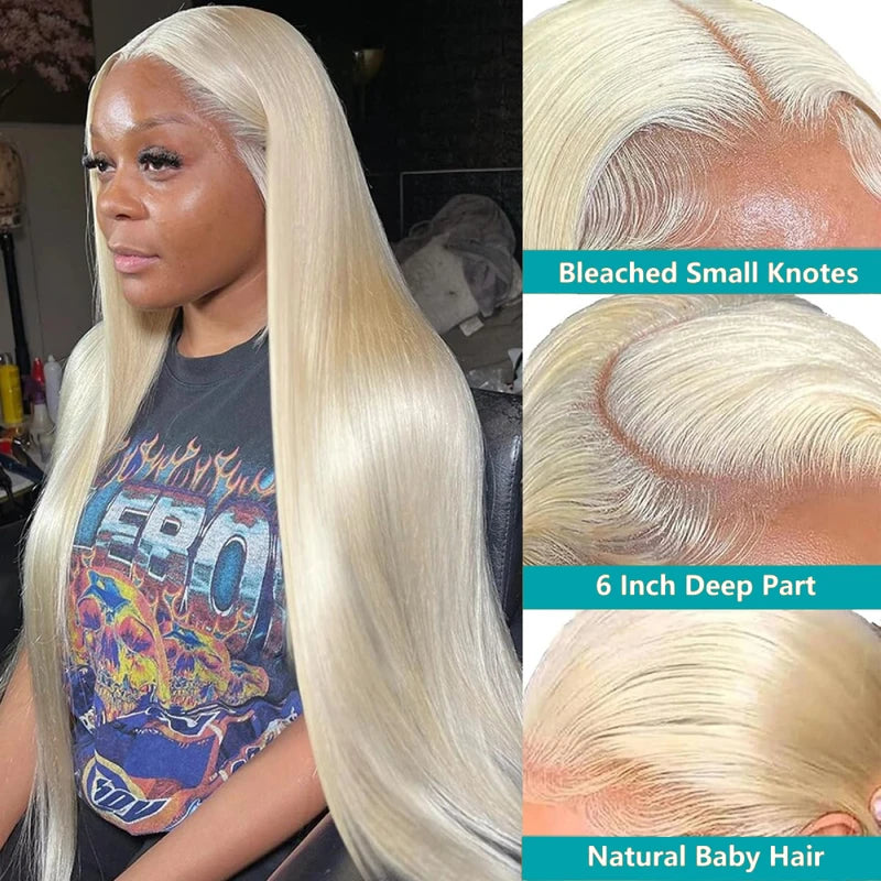Full Lace Front Wigs 13x4 13x6 HD Transparent Lace Human Hair Wig Blonde Straight 46 Inches