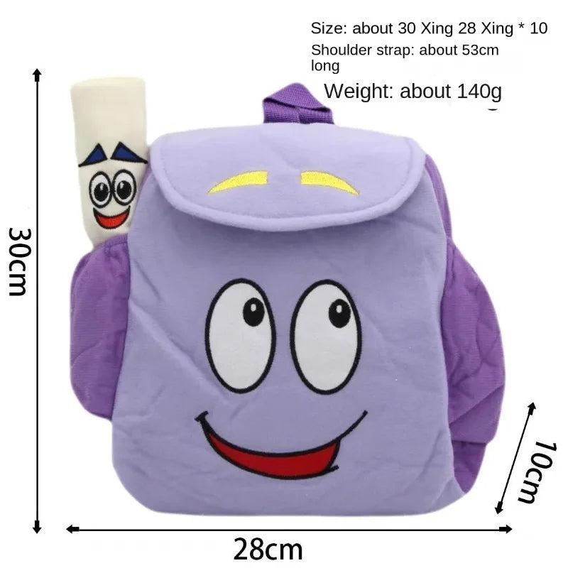 Cartoon Dora The Explorer Backpack with Pencil Case - Kids School Bag Purple Canvas Daypack