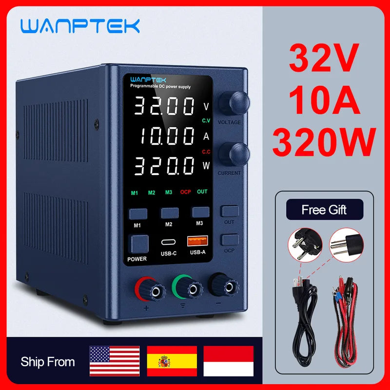 Adjustable DC Power Supply 30V 10A Lab Bench Voltage Regulator with LED Display