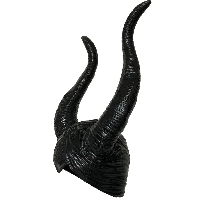 Black Witch Queen Horns Costume Hat Mask for Halloween Cosplay Party Accessories