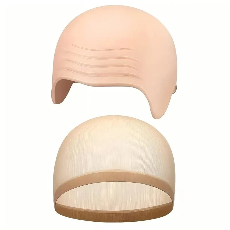 Cosplay Bald Outfit Accessories Set Latex Bald Hat Nylon Wig Cap for Halloween Christmas Party