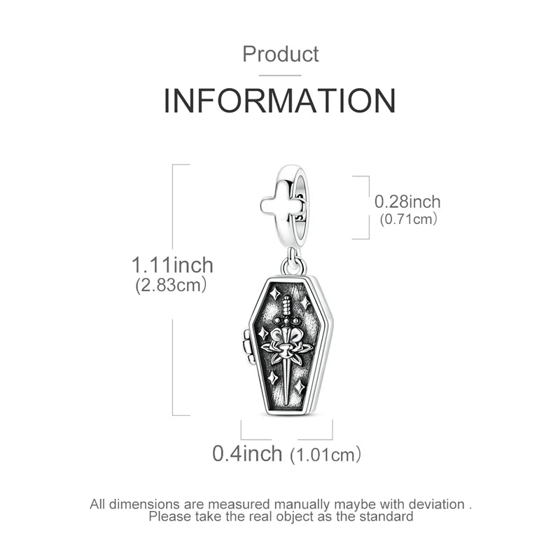Halloween Luminous Coffin Pendant Jewelry for Women Punk Style Silver Gift
