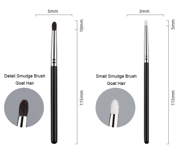 Set of Small Angled & Pointed Makeup Brushes for Contour & Eyeshadow - Multiple Handle Colors