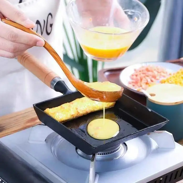 Non-Stick Egg & Pancake Frying Pan - Square Cast Iron Skillet for Kitchen