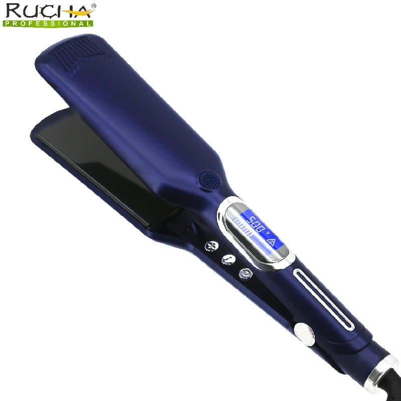 Titanium Plate Hair Straightener and Curler 2-in-1 Flat Iron with Digital Display