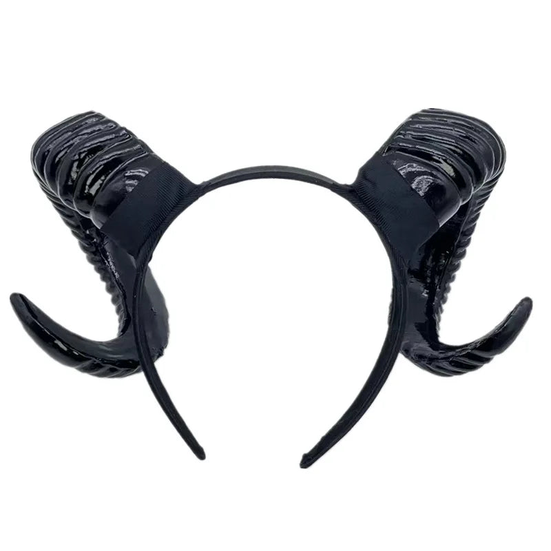 Black Demon Horn Headband Costume Prop Gothic Animal Horns for Halloween Party