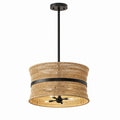 Wicker Boho Chandelier - 4-Light Rattan Pendant Light for Dining & Living