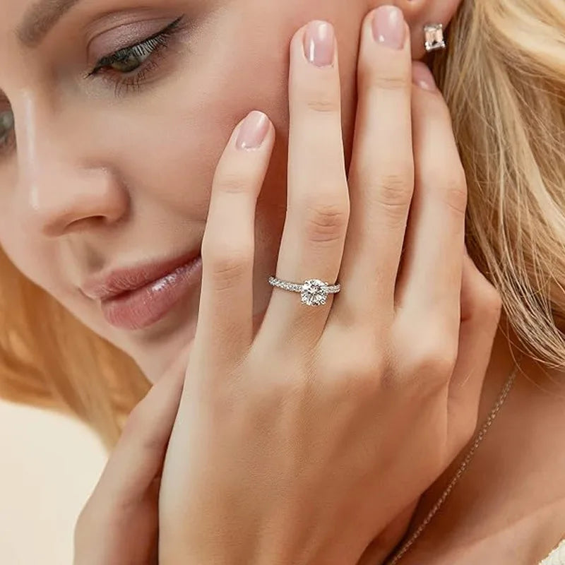 Moissanite Solitaire Engagement Ring 8mm 2ct 14K Gold Filled Jewelry for Women