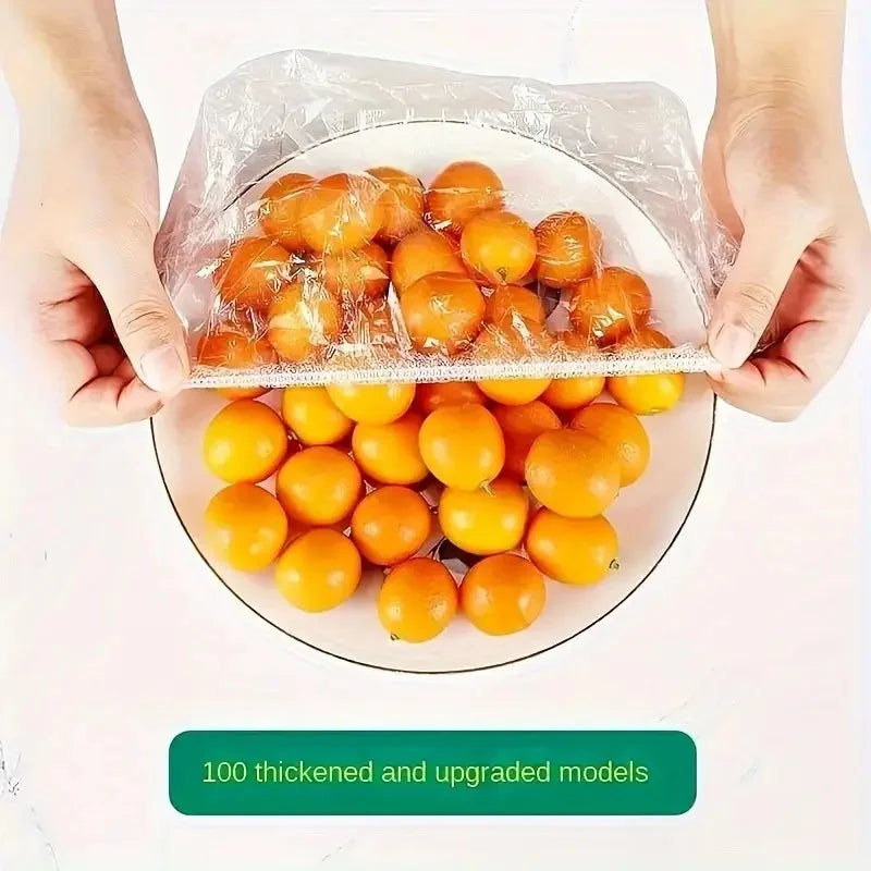 Reusable Food Storage Covers 100-Pack Stretchable Plastic Bowl & Plate Seals