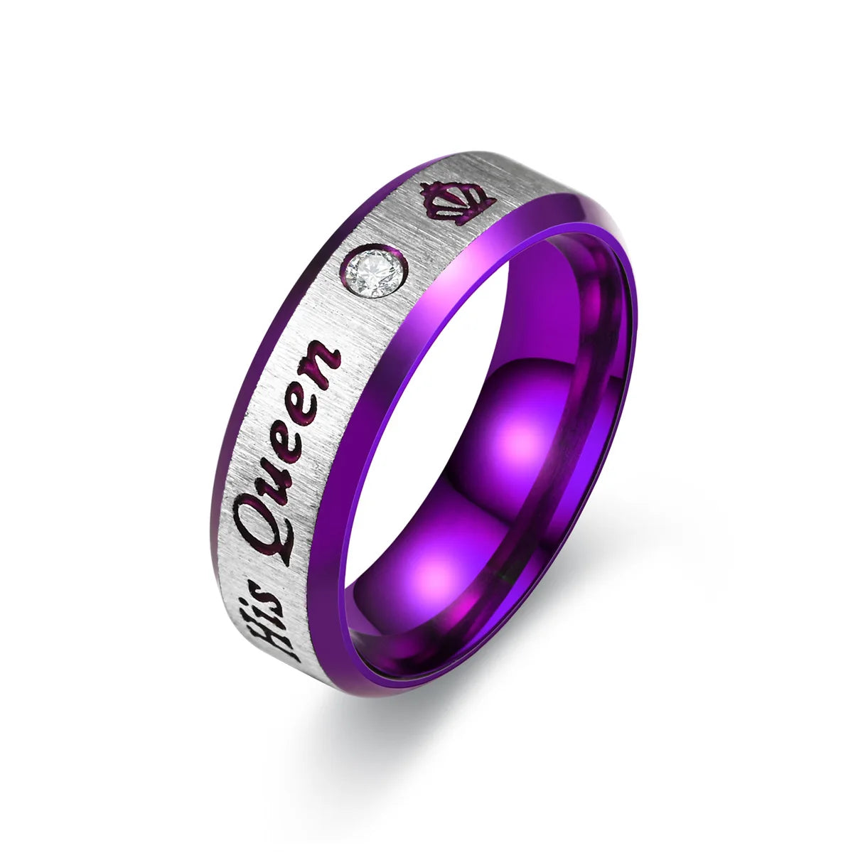 Couple Rings Stainless Steel Her King His Queen Promise Jewelry Wedding Band Set
