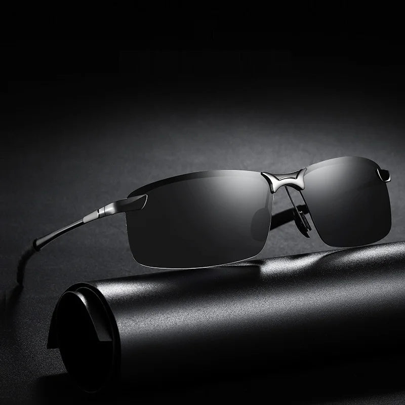 Men's Metal Sunglasses Half Frame Retro Driving Fishing Eyewear