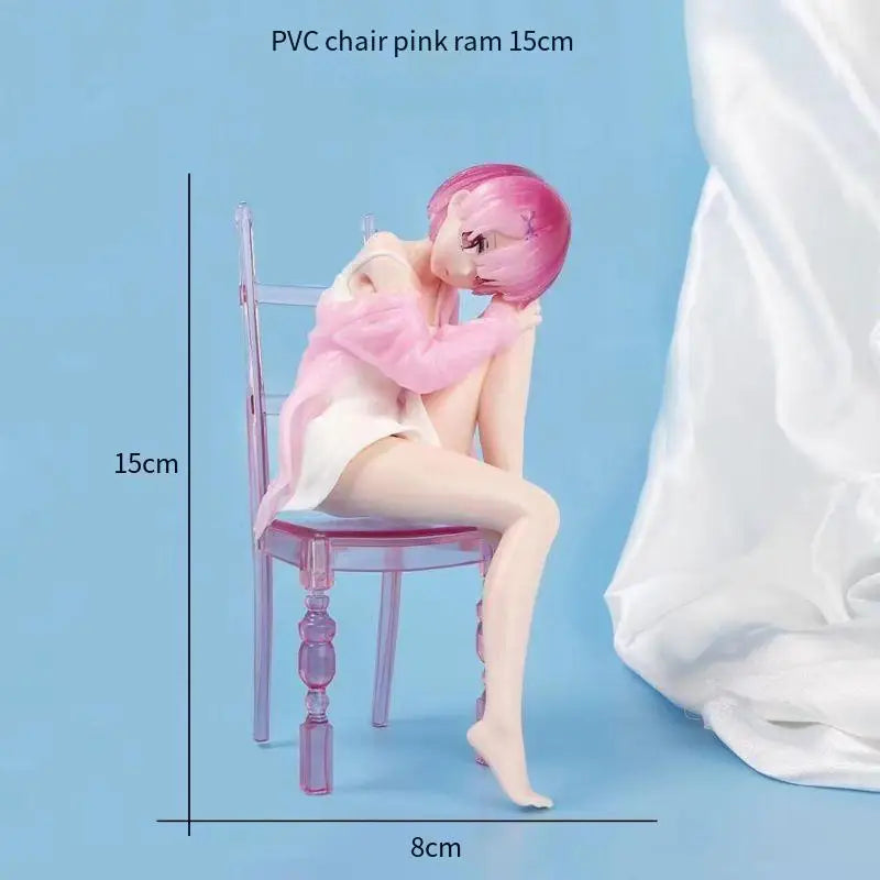 Re:Zero Rem Ram Sitting on Chair PVC Action Figure Collectible Anime Toy