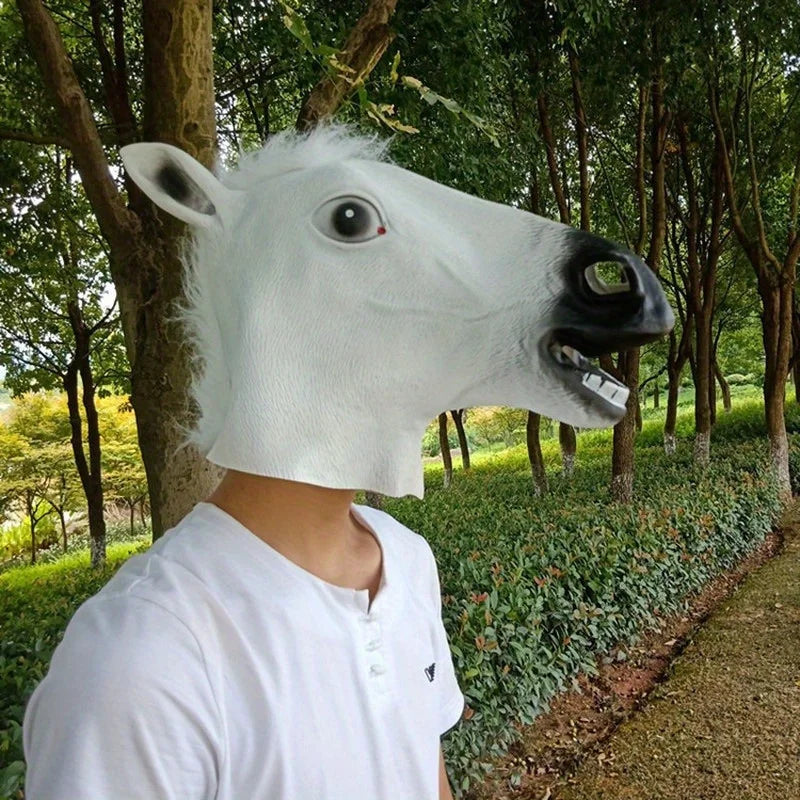 Horse Head Mask Cosplay Costume Party Funny Headgear Vinyl