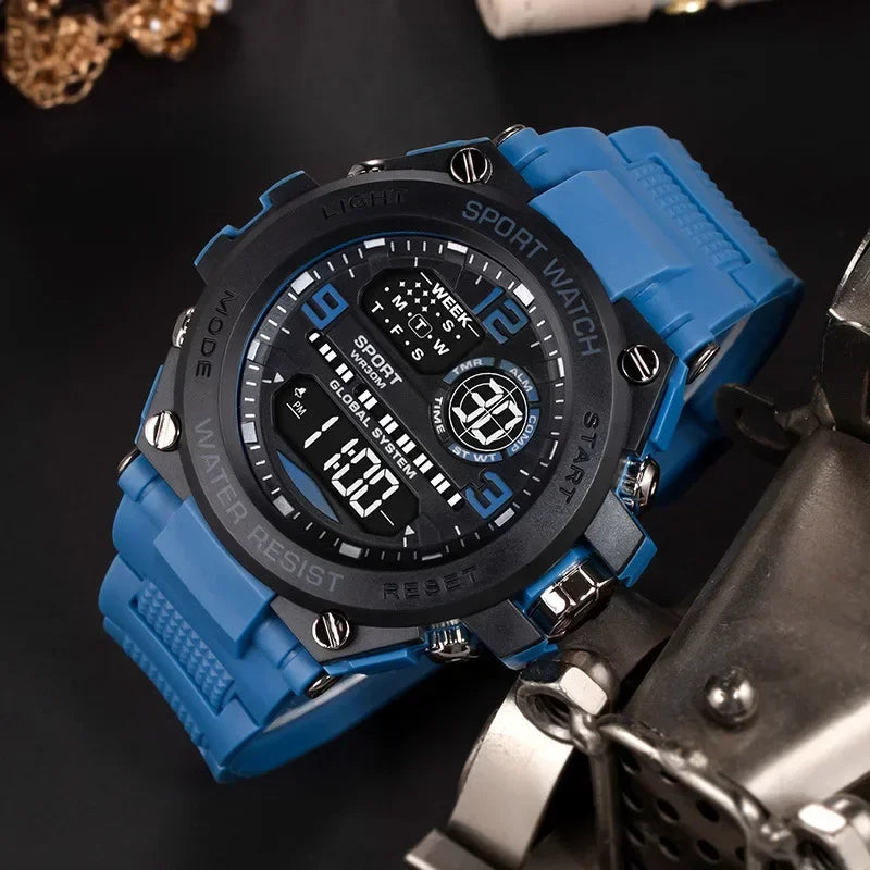 Digital Sports Watch for Men Waterproof LED Stopwatch with Calendar & Luminous Display