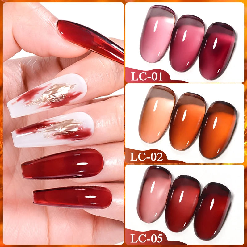 7ml Jelly Amber Gel Nail Polish - Translucent Color UV Gel for Nail Art