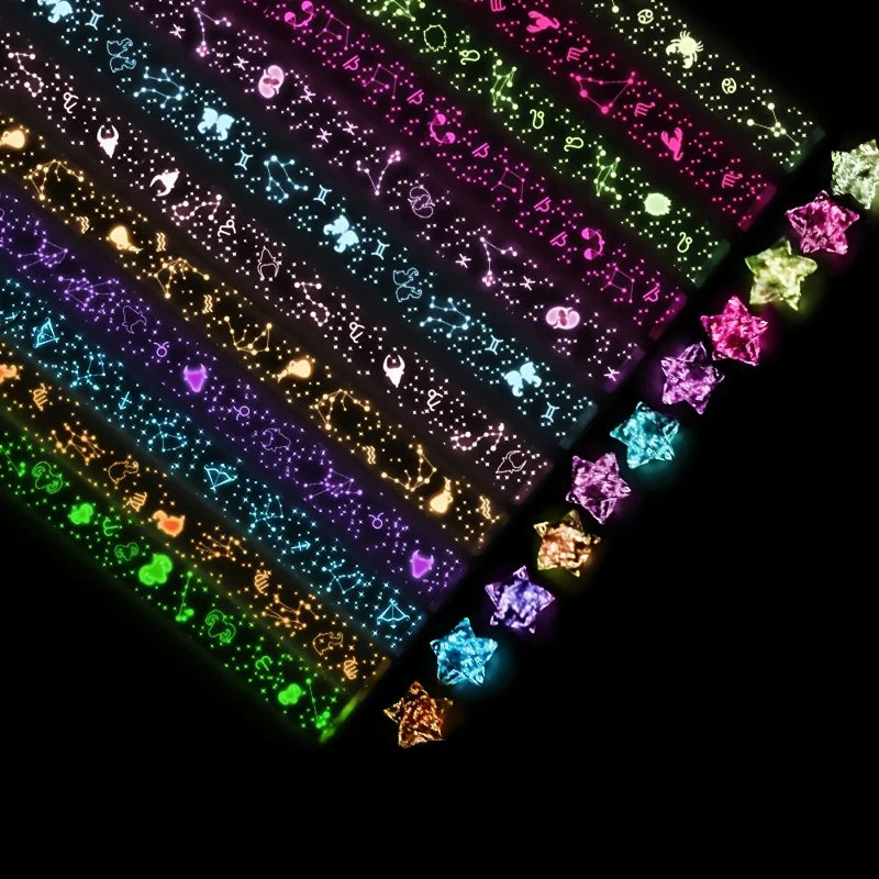 Glow in The Dark Origami Paper Strips for DIY Lucky Stars - Multi Colors