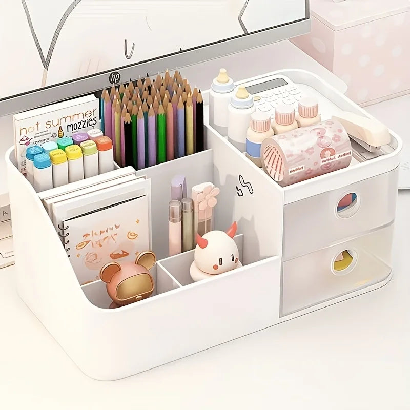 Large Capacity Desktop Storage Box Pen Holder for Tidy Workspace
