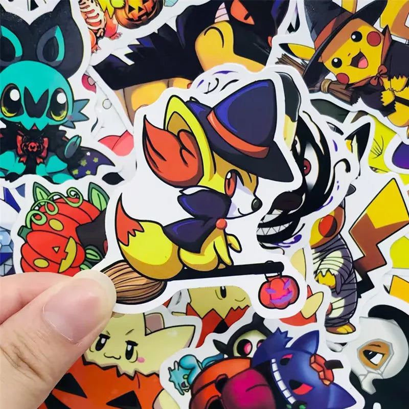 50PCS Kawaii Halloween Pikachu Stickers Cartoon Laptop Luggage Gift Set