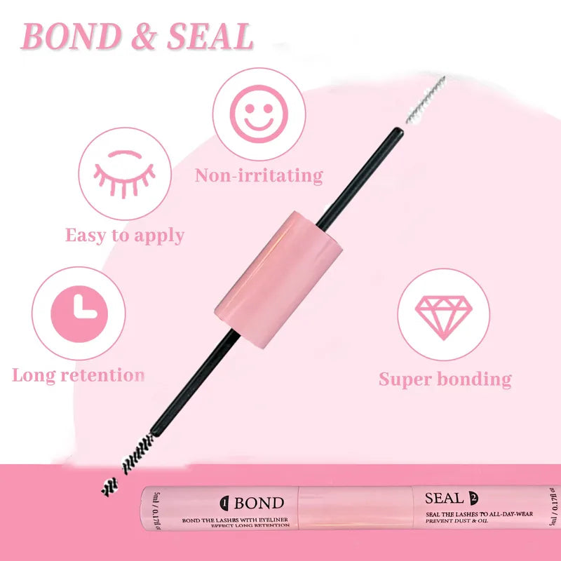 Lash Bond and Seal Kit 10ml with 5ml Lash Glue & Tweezers - Strong Hold