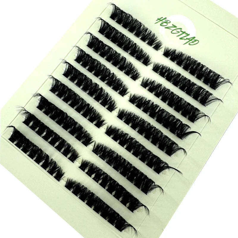 9-Row Fluffy Curl Eyelash Extension Bundle - 60D/80D Cat Eye Style