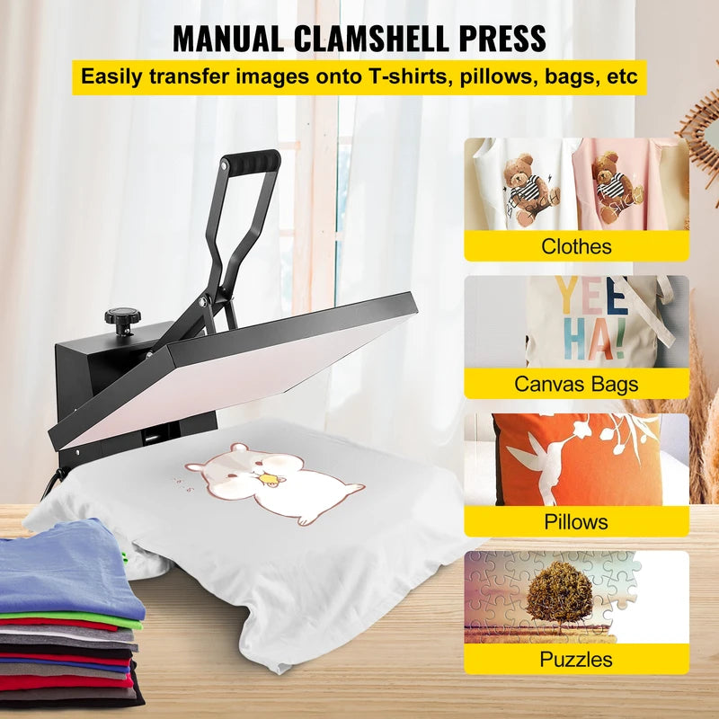 15x15/16x20/16x24 Heat Press Machine for Sublimation Transfers, Clamshell Design