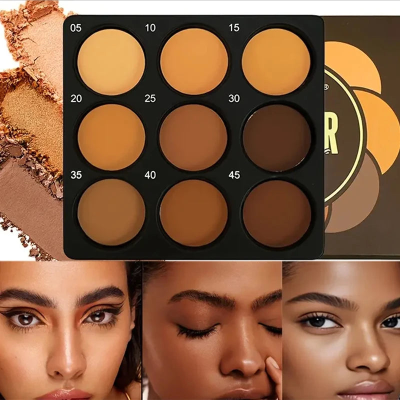 Waterproof Contour Concealer Palette - 9 Colors for Medium to Deep Skin