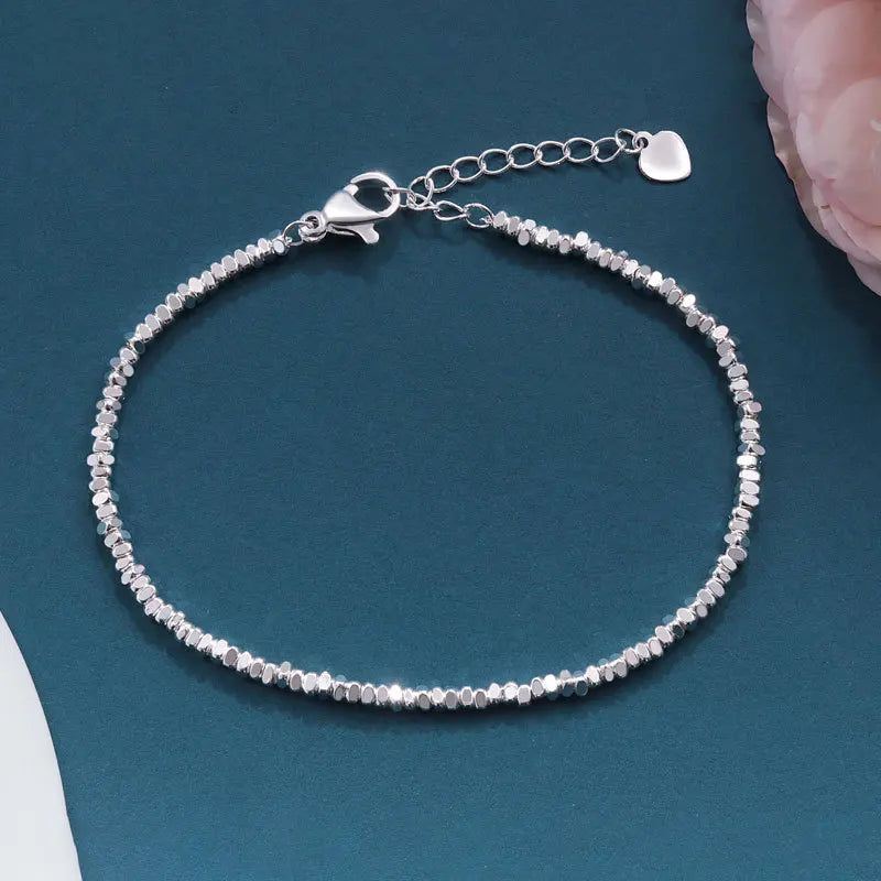 925 Sterling Silver Irregular Chain Bracelet for Women Vintage Jewelry