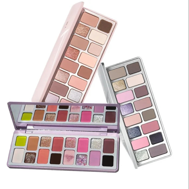 16-Color Eye Shadow Palette with Matte, Shimmer & Glitter Finishes - Highly Pigmented Powder Kit
