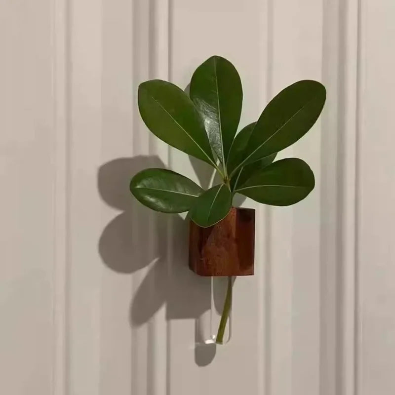 Solid Wood Refrigerator Magnet Vase for Home Decor French Country Style