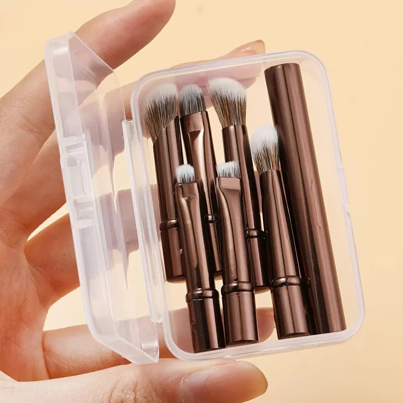 6-Piece Portable Makeup Brush Replacement Head Set with Nose Shadow Brush - Travel-Friendly