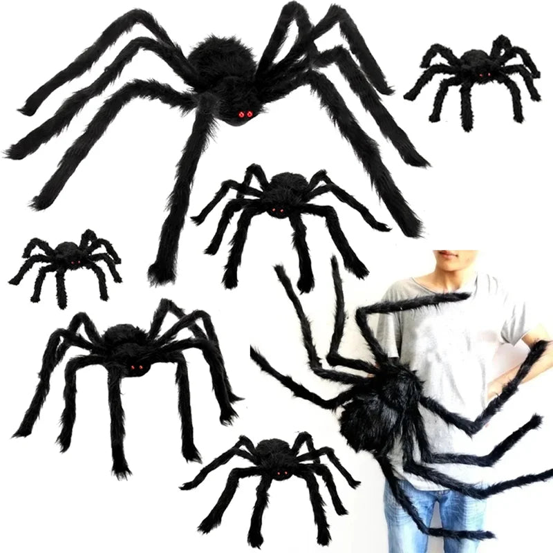 Giant Plush Spider Halloween Decoration Outdoor Prank Prop 30-200cm