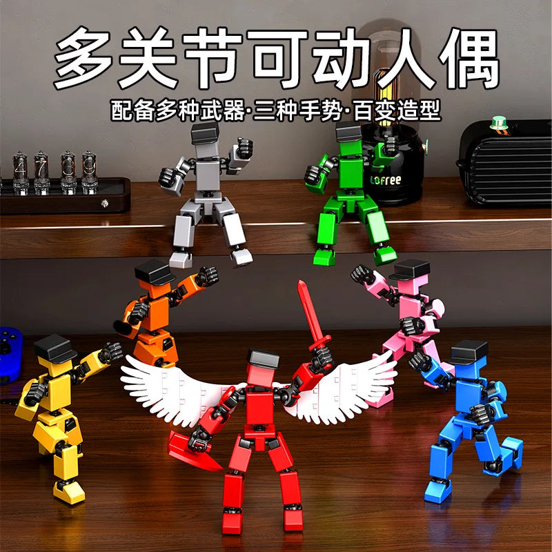 Mini Action Figures Toys with Accessories - Articulated Robot Collectible for Desk Decor
