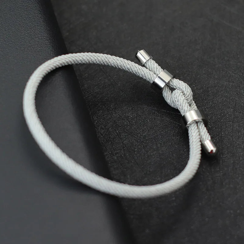 Adjustable Men’s Lucky Red Thread Bracelet with Stainless Steel Chain and Cord