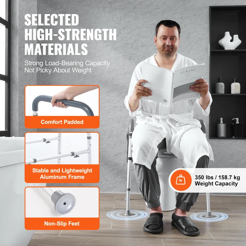Adjustable Raised Toilet Seat 7-Position Height Support 350lbs Capacity