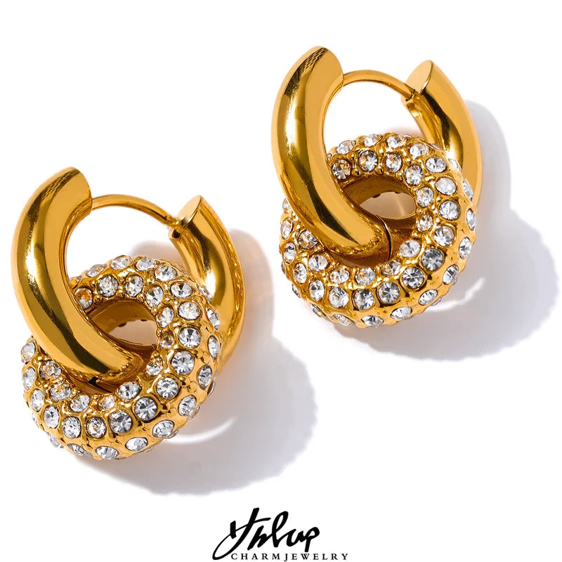 Delicate Cubic Zirconia Huggie Hoop Earrings in 18K Gold Color - High-Quality Jewelry Gift