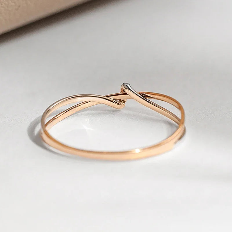 Simple Designed Cubic Zirconia Gold Tone Engagement Ring for Women